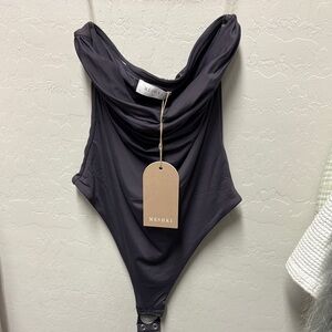 Meshki Charcoal Draped Bodysuit